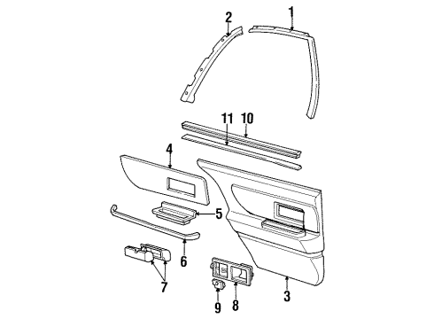 1995 Oldsmobile 88 Interior Trim - Rear Door Lamp Asm-Rear Side Door Courtesy & Warning Reflector Diagram for 12536785