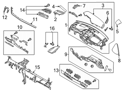 2022 Hyundai Sonata Instrument Panel Cover Assembly-C/PAD Main Side, LH Diagram for 84780-L1000-NNB