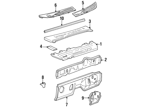 2001 Mercury Mountaineer Cowl Dash Panel Diagram for XL2Z7801610AA