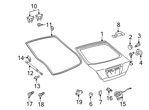 2008 Scion tC Lift Gate Lift Cylinder Diagram for 68960-0W252