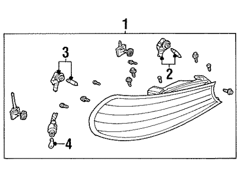 2000 Mercury Mystique Bulbs Headlamp Assembly Diagram for XS9Z-13008-BA