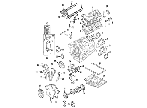 1998 Chrysler Concorde Engine Parts, Mounts, Cylinder Head & Valves, Camshaft & Timing, Oil Pan, Oil Pump, Crankshaft & Bearings, Pistons, Rings & Bearings Chain-Timing Secondary Diagram for 4663674AD