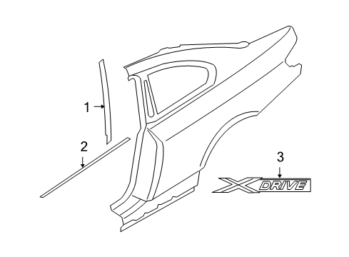 2010 BMW 328i xDrive Exterior Trim - Quarter Panel Finisher, Side Window, Rear Left Diagram for 51377162573