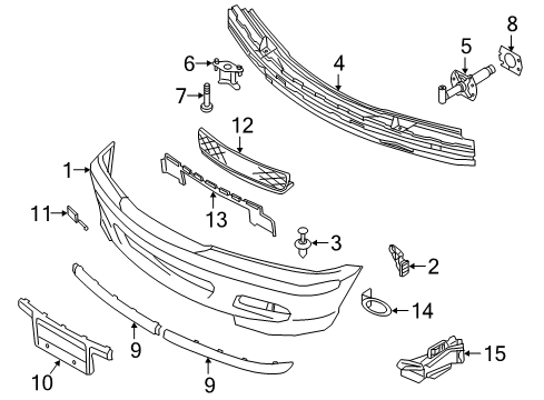 2002 BMW 330i Front Bumper Adapter Diagram for 51117893324