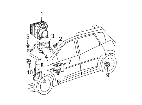 2006 Toyota Matrix ABS Components Decel Sensor Diagram for 89440-12090