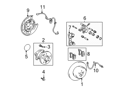 2000 Lexus RX300 Anti-Lock Brakes Hub & Bearing Bolt Diagram for 90105-10124