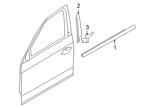 2018 BMW 330e Exterior Trim - Front Door Channel Sealing, Outside, Door, Front Left Diagram for 51337258295
