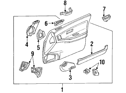 1991 Acura Integra Interior Trim - Front Door Bracket, Passenger Side Pull Pocket Diagram for 83508-SK7-000