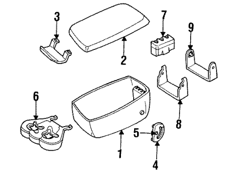 1992 Buick LeSabre Console Latch Asm-Front Seat Storage Armrest Hvac *Sapphire Diagram for 12505577