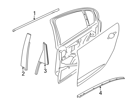 2011 Chevrolet Caprice Exterior Trim - Rear Door Upper Molding Diagram for 92257823