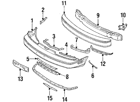 1990 Infiniti Q45 Front Bumper Shield-Sight, Front Bumper LH Diagram for 62235-60U00