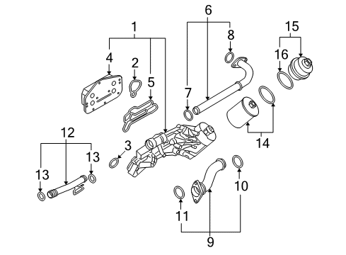 2008 Saturn Astra Oil Cooler Outlet Pipe Seal Diagram for 24445723