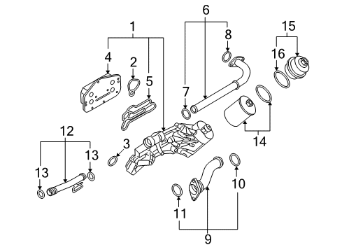 2008 Saturn Astra Oil Cooler Oil Cooler Pipe Seal Diagram for 25194222