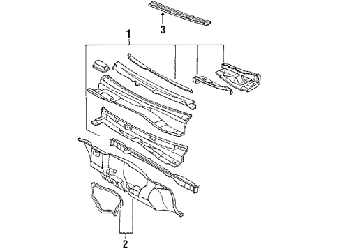 1993 Oldsmobile Cutlass Supreme Cowl Barrier Asm-Dash Panel Extr Sound *Black Diagram for 10240926
