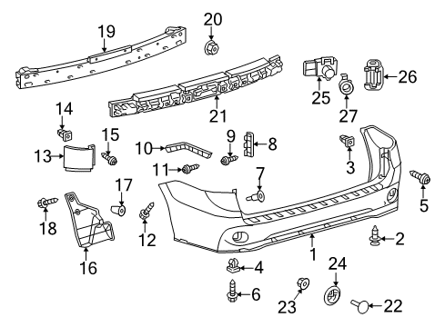 2013 Toyota Sienna Rear Bumper Park Sensor Retainer Diagram for 89348-71010-A1