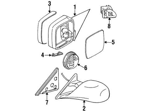 1996 BMW M3 Outside Mirrors Mirror Glas Heated (Drivers Side) Diagram for 51162259035