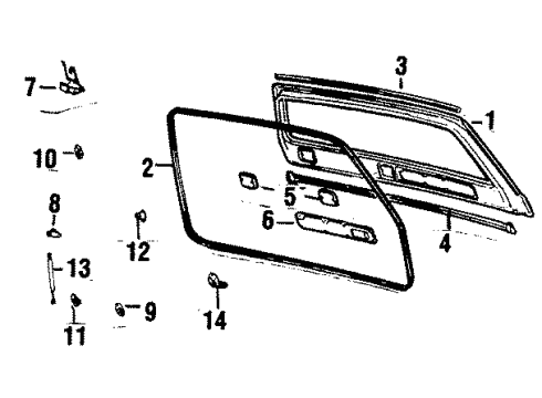 1990 Toyota Land Cruiser Lift Gate - Gate & Hardware Cylinder & Keys Diagram for 69055-90A06