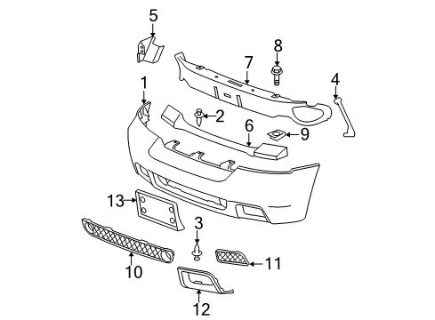 2007 Chevrolet Trailblazer Front Bumper Front Bumper Cover Diagram for 19120215