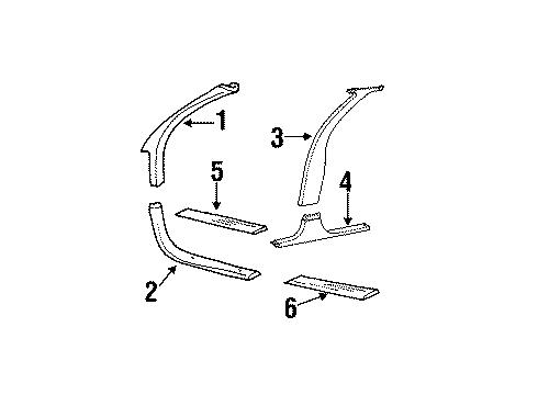 1996 Buick Regal Interior Trim - Pillars, Rocker & Floor Molding Asm-Windshield Side Upper Garnish *Gray Diagram for 10275843