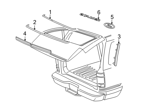 2001 Ford Explorer Exterior Trim - Lift Gate Applique Diagram for XL2Z-78425A34-AAA