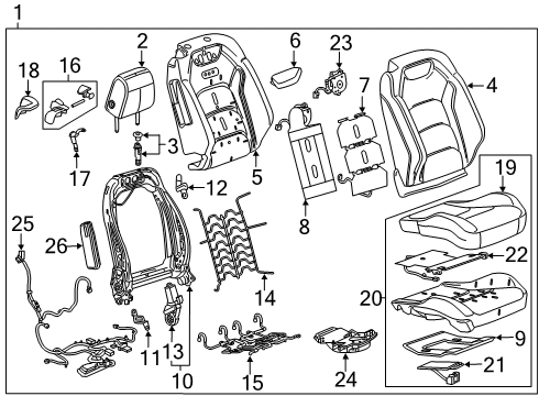 2020 Chevrolet Camaro Passenger Seat Components Release Handle Diagram for 84139982
