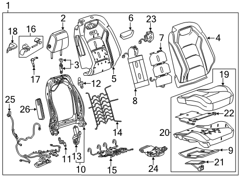 2021 Chevrolet Camaro Passenger Seat Components Seat Cushion Pad Diagram for 84603173