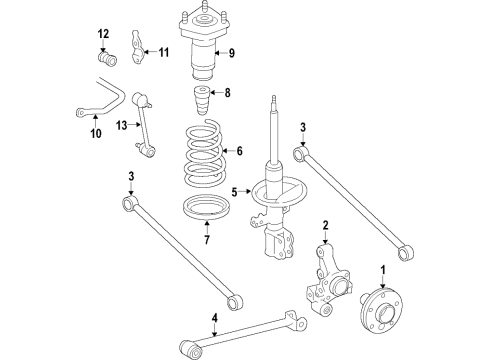 2001 Toyota Avalon Rear Suspension Components, Stabilizer Bar Rear Axle Hub & Bearing Assembly, Left Diagram for 42450-33020