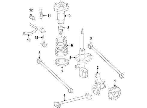 2001 Toyota Avalon Rear Suspension Components, Stabilizer Bar Stabilizer Bar Diagram for 48812-AC040