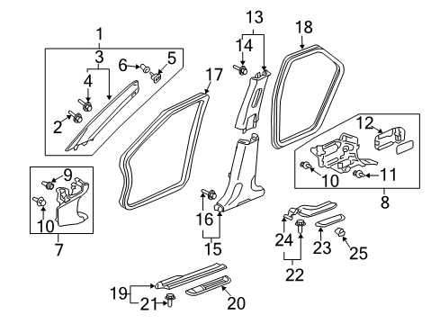 2004 Honda Accord Interior Trim - Pillars, Rocker & Floor Seal, R. RR. Door Opening *NH167L* (GRAPHITE BLACK) Diagram for 72815-SDA-A11ZA