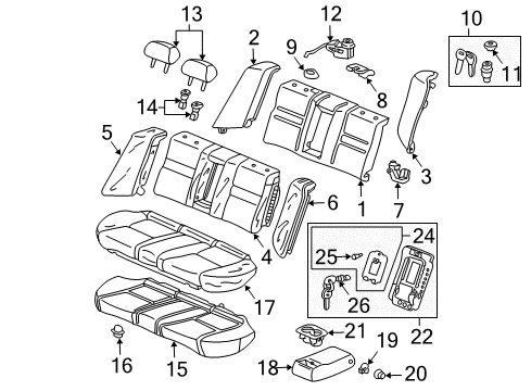 2003 Honda Accord Rear Seat Components Cylinder, Rear Armrest Lid Diagram for 82184-SDA-A01