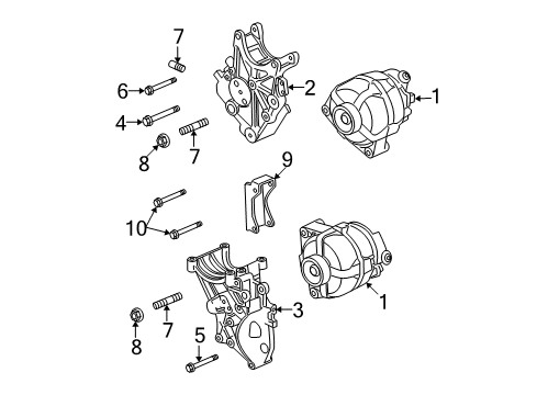 2008 Chevrolet Silverado 3500 HD Alternator Bracket-Generator Diagram for 98023014