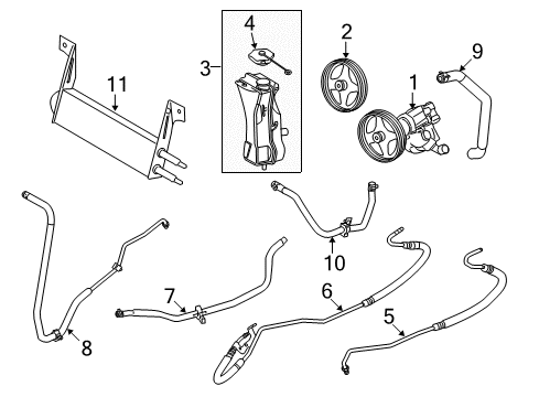 2009 Ford F-350 Super Duty P/S Pump & Hoses, Steering Gear & Linkage Reservoir Hose Diagram for 7C3Z-3691-E