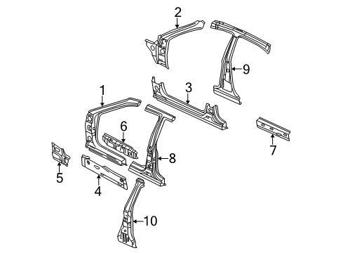 1999 Hyundai Sonata Center Pillar, Hinge Pillar, Rocker Panel Assembly-Side Sill Inner, LH Diagram for 65170-38000