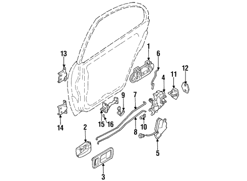 1994 Nissan Altima Door & Components Rear Door Outside Handle Assembly Left Diagram for 82607-0E700