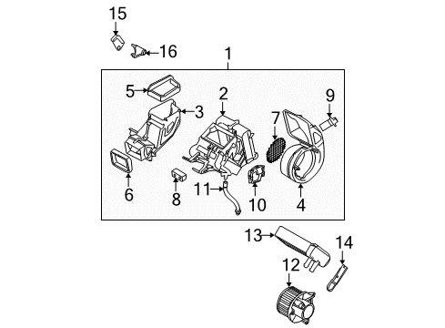 2009 Nissan Pathfinder Blower Motor & Fan Packing Diagram for 27416-ZS00A