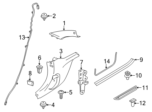 2017 BMW 430i Interior Trim - Pillars, Rocker & Floor Cover, Column A Right Diagram for 51437328740