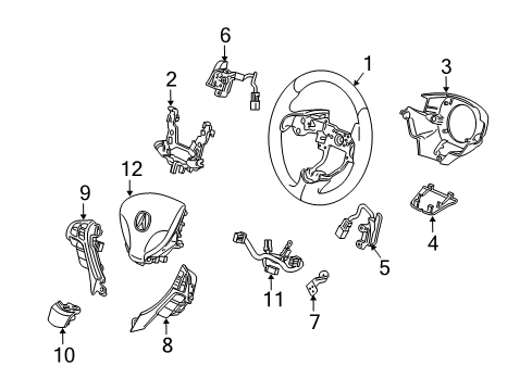 2011 Acura ZDX Steering Column & Wheel, Steering Gear & Linkage Sub-Wire, Cable Reel Diagram for 77901-TK4-A00