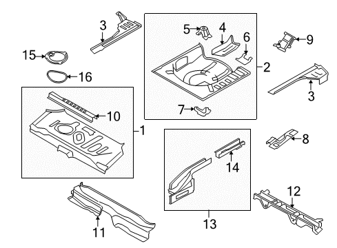 2008 Nissan Versa Rear Body - Floor & Rails Bracket-Muffler Mounting Diagram for 74560-EL035