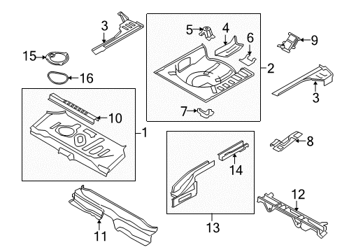 2008 Nissan Versa Rear Body - Floor & Rails Bracket-Spare Tire Clamp Diagram for 74588-EL030