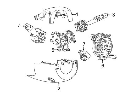 2018 Cadillac XT5 Shroud, Switches & Levers Signal Switch Diagram for 84234659