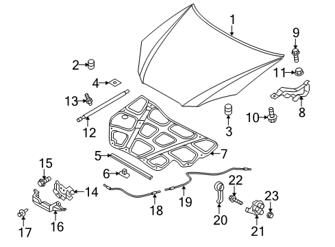 2010 Hyundai Genesis Coupe Hood & Components Latch Assembly-Hood Diagram for 81130-2M000