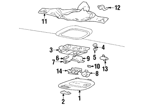2002 Oldsmobile Aurora Overhead Console Switch Clip Diagram for 25698095