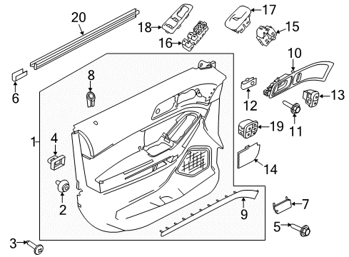 2019 Ford Explorer Power Seats Door Trim Panel Cover Diagram for BB5Z-7824056-AC