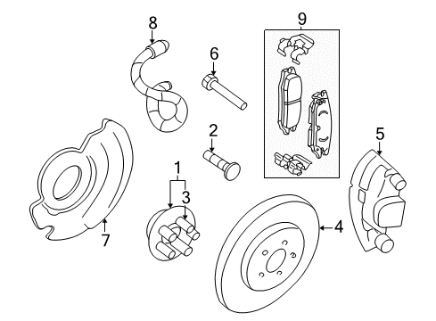 2005 Pontiac Grand Am Front Brakes Bolt/Screw, Front Brake Caliper Guide Pinion Diagram for 18024232