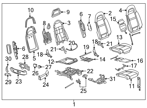 2003 Chevrolet SSR Power Seats Heater Asm, Driver Seat Back Cushion Diagram for 89039203