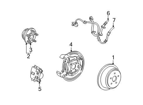 2007 Ford Freestar Anti-Lock Brakes Caliper Assembly Diagram for 6F2Z-2553-A