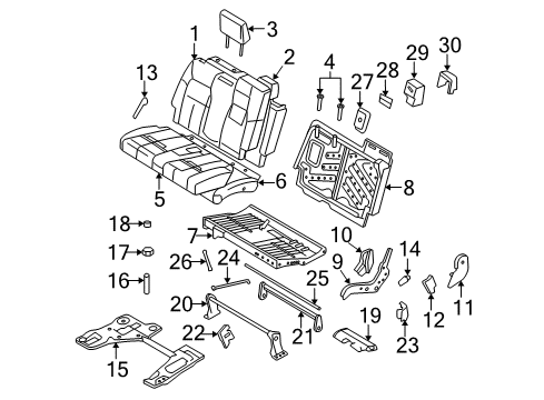 2006 Mercury Mountaineer Rear Seat Components Seat Cushion Pad Diagram for 6L2Z-7863840-BA