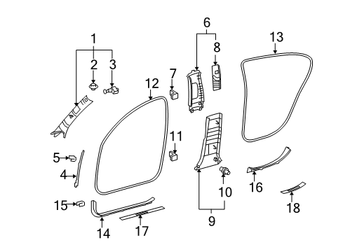 2011 Lexus GS350 Interior Trim - Pillars, Rocker & Floor GARNISH, Front Pillar Diagram for 62211-30501-A1