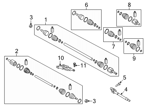 2019 Hyundai Santa Fe Drive Axles - Front Boot Kit-Front Axle Wheel Diagram for 49581C5230