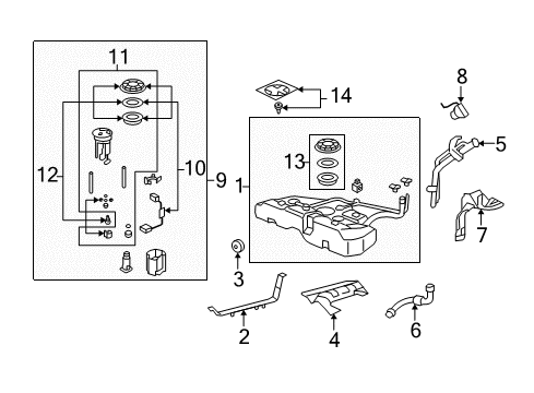 2009 Honda Accord Filters Module Set, Fuel Pump Diagram for 17045-TA6-A00